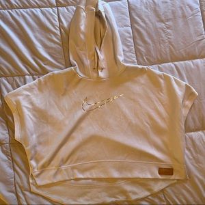Nike White Cropped Short Sleeve Hoodie